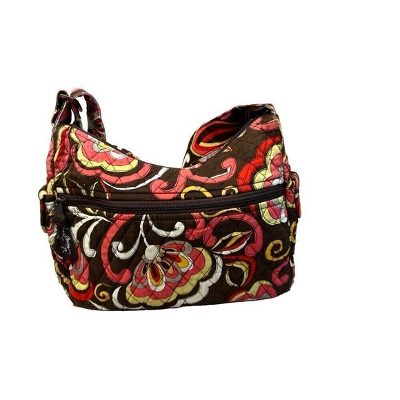 Vera Bradley Puccini Print Large Maggie Crossbody Quilted Handbag Colorful Flora - Picture 3 of 16